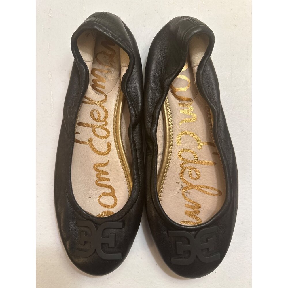 Sam Edelman Womens Florence Black Leather Flats Size 7 EUC